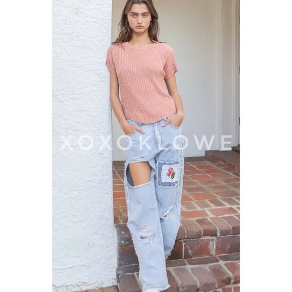 POL Retro 90s Distressed Patchwork Jeans Relaxed Fit - Picture 12 of 16